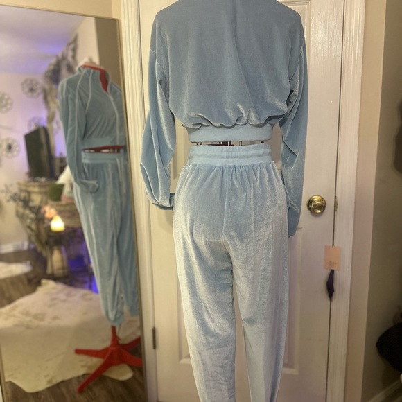 Women’s Blue Velour Tracksuit Loungewear Sz S Like-New Condition - Picture 5 of 14